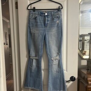 Altar'd State Blue Flare Wide Leg Jeans